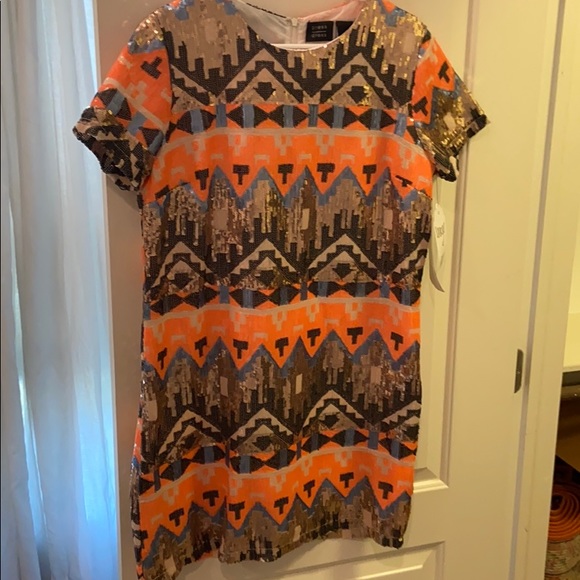 Chevron sequined dress sz L - Picture 1 of 4